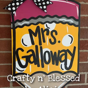 Personalized Large Pencil Door Hanger Made to Order