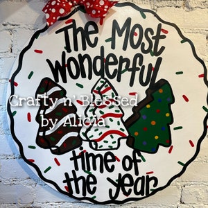 Christmas Tree Cake Circle Personalized Door Hanger