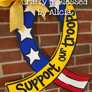 Support Our Troops Ribbon Custom Door Hanger