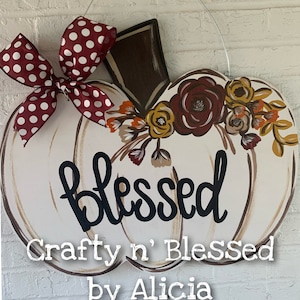 Floral Pumpkin Personalized Door Hanger