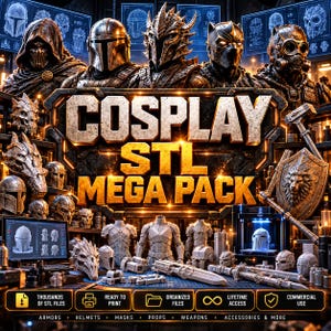 Mega Pack STL para Cosplay / Cascos, máscaras, accesorios y armas imprimibles en 3D / Archivos STL digitales para impresión 3D de cosplay