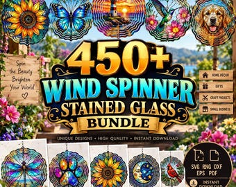 450+ Stained Glass Wind Spinner Bundle | DIY Craft Patterns (Digital Download)
