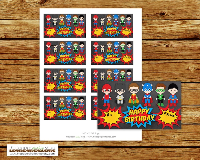 Superhero Party Superhero Birthday Party Superhero Birthday Party Favor Tags Superhero Gift Tags Gift Tags Instant Download