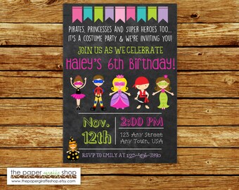 Kids Costume Party Invitation, Kid Costume Birthday Party, Halloween Costume Party, Kids Birthday Party, Costume Party