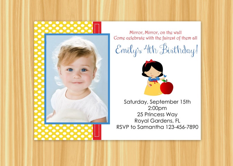 Snow White Invitation Birthday Image 0