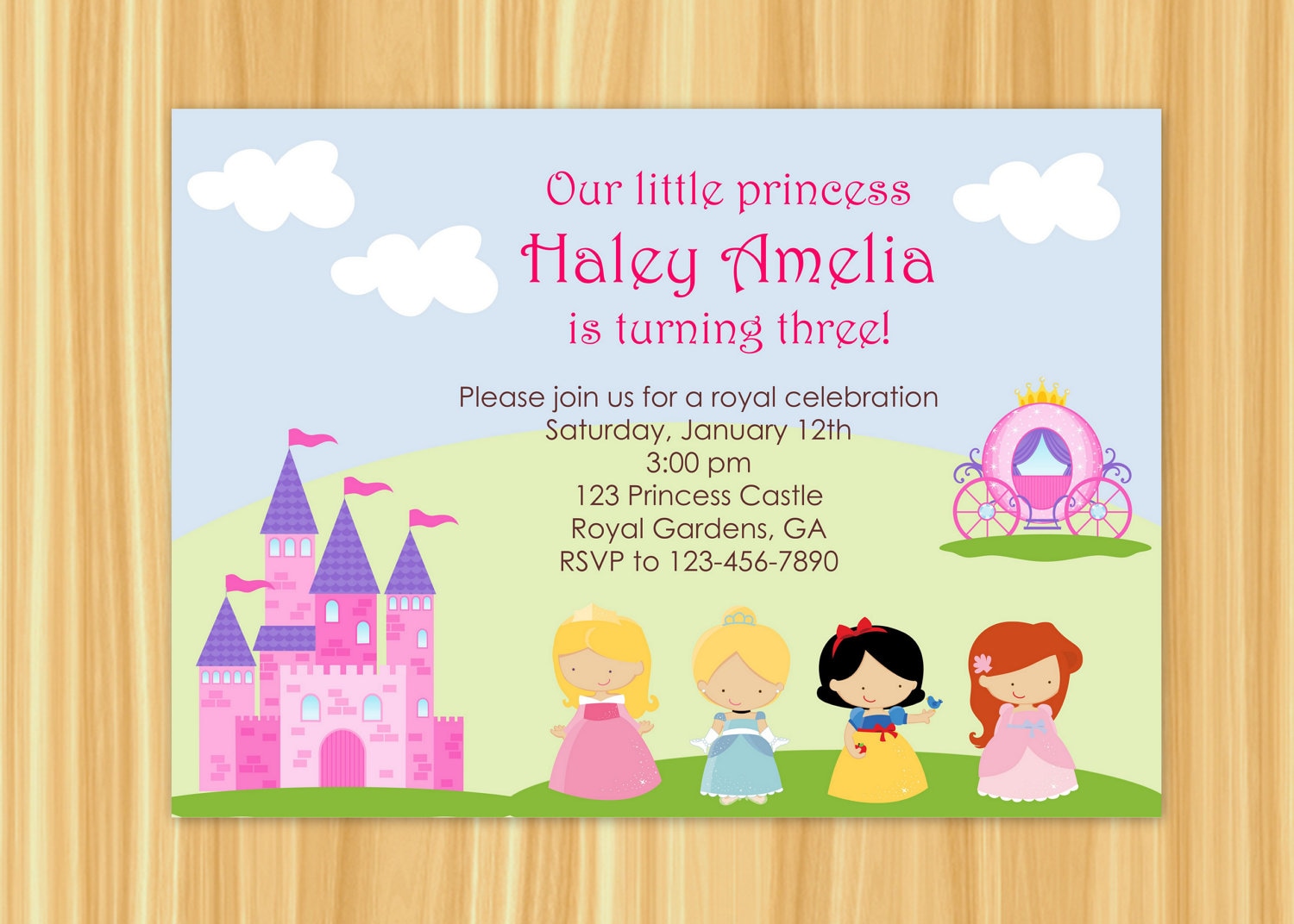 Princess Party Invitation Princess Party Birthday Snow Etsy