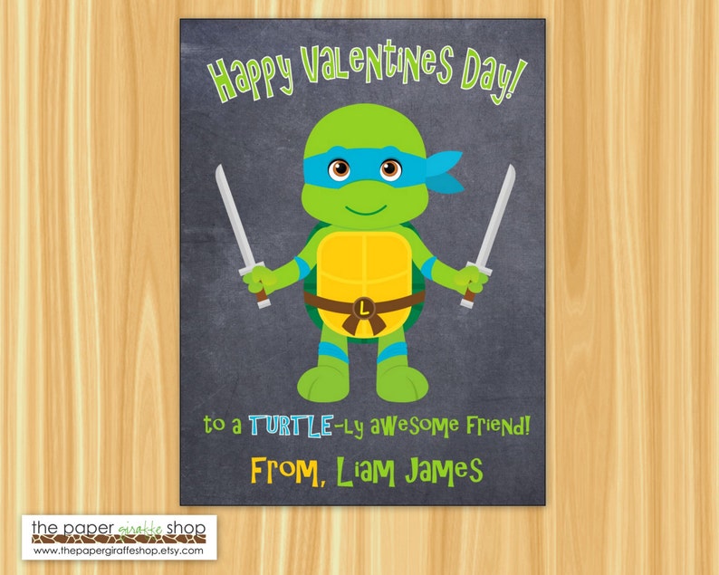 Teenage Mutant Ninja Turtles Valentine Card For Kids Kids Etsy