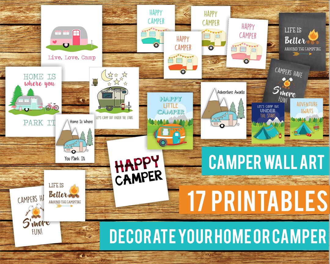 Camper Wall Art Happy Camper Printable Camper Decor Etsy