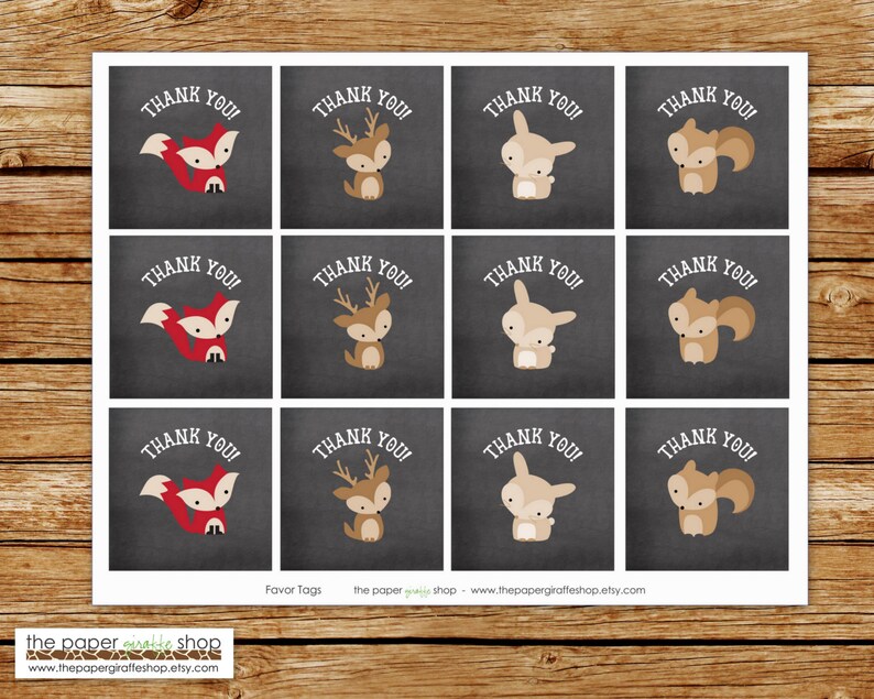 Woodland Creatures Favor Tags Woodland Creatures Party Etsy