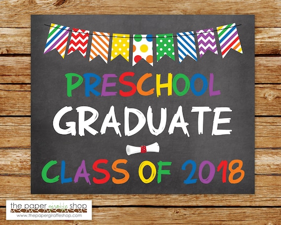 preschool graduation sign chalkboard sign graduation etsy