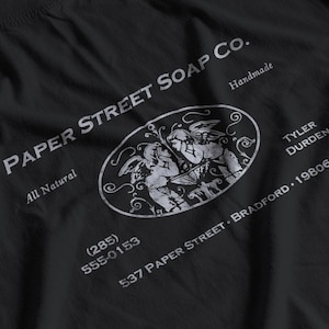 Paper Street Soap Co. Tutto naturale, fatto a mano - T-shirt Tyler Durden con stampa vintage