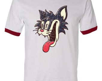 Crazy Smiling Cat Patrick Hockstetter Ringer Tee and Hoodie