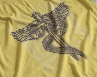 SNAKE with WIMGS and SWORD symbol T-Shirt Jesse Pinkman (Greek god of medicine) - T-Shirt | Prop, Replica, Cosplay