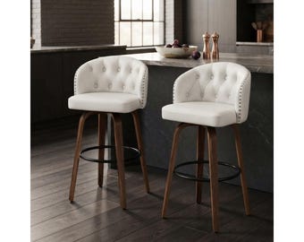 Bar Stools, 28 Inch Counter Height, Swivel Bar Stool with Back, Kitchen Stool, Upholstered Counter Stool, Breakfast Bar Seating