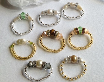 Love - Swarovski Crystal Stretch Rings/Crystal Stretch Toe Rings/Stone Stretch Rings/Pearl Stretch Rings/Mala Stretch Rings