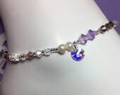 Swarovski Crystal Pearl Anklets Purple Swarovski Crystal Anklets Healing Crystal Ankle Bracelets Summer Anklet Beaded Anklet