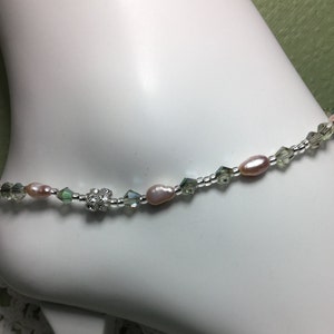 Spiritual - Lavender Pearl Ankle Bracelet/Swarovski Crystal Ankle Bracelet/Pearl Ankle Bracelet/Swarovski Crystal Anklet/Summer Anklet