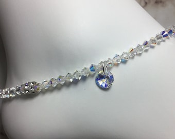 Collegamento - Cavigliera in cristallo Swarovski/Cavigliera in cristallo/Cavigliera in cristallo Mala/Cavigliera in cristallo trasparente/Cavigliera estiva/Metafisica/Da sposa/Matrimonio