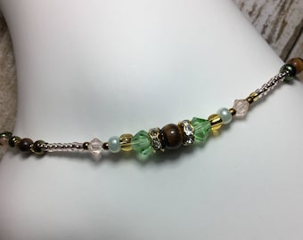 Geluk - Healing Tigerseye Gemstone Enkelband / Rustieke Stenen Enkelband / Swarovski Crystal Anklets / Gemstone Anklet / Summer / Beaded Anklet
