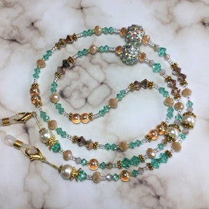 Swarovski Crystal Eyeglass Holder/Necklace/Badge/ID/Lanyard/Mask/Healing/Spiritual Necklace/Leashe/Teacher/Nurse/Work/Beaded Lanyard