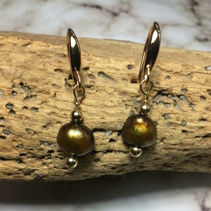 Healing Black/Gold Natural Pearl Earrings/Drop/Dangle/Mala/Zen/Feng Shui/Pearl Earrings/Baroque Pearl Earrings.
