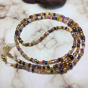 Beaded/Purple Czech Glass Eyeglass Holder/Chain/Eyeglass Accessories/Gift/Leashe/Teacher/Nurse/Work/Badge Holder