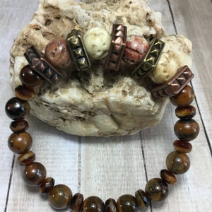 Calming - Healing Stone Bracelet/Men&#39;s Stone Bracelet/Spiritual Tigers Eye Bracelet/Soapstone Bracelet/Mala/Zen/Spiritual/Meditation
