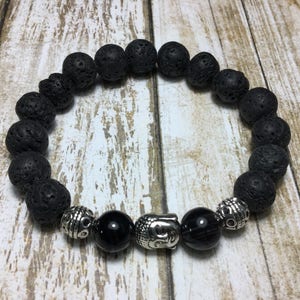 Happiness - Essential Oil Lava Diffuser Bracelets/Mens Lava Rock Bracelets/Mens Buddah Bracelets/Lava Rock Bracelet