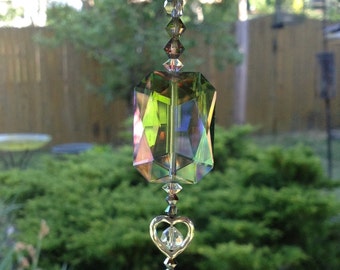 Light - Spiritual Swarovski Crystal Suncatchers/Healing Green Suncatchers/Meditation Suncatchers/Green Meditation Prisms