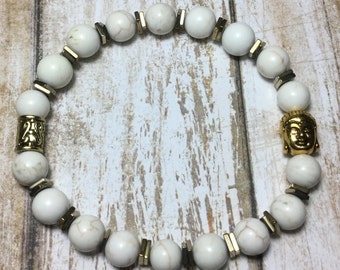 USA - Stress Relief - Healing Stone Bracelets/Spiritual Hematite Bracelets/Healing Howlite Bracelet/Spiritual Howlite Bracelet