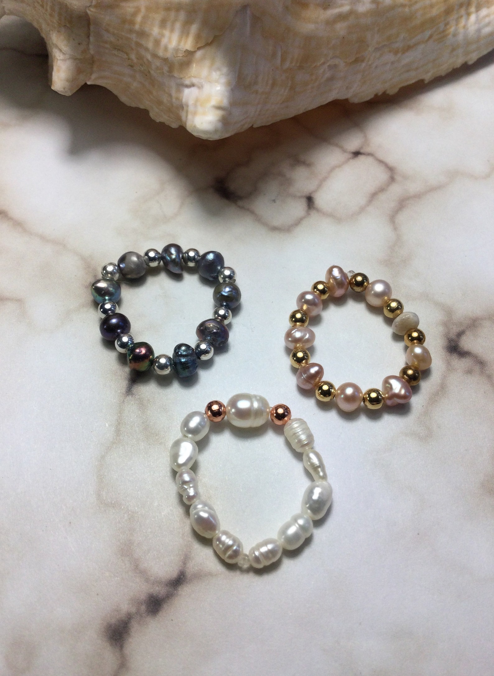 Comfortable Stretch Rings Pearl Stretch Rings/freshwater Pearl Rings/arthritis Stretch Rings ...