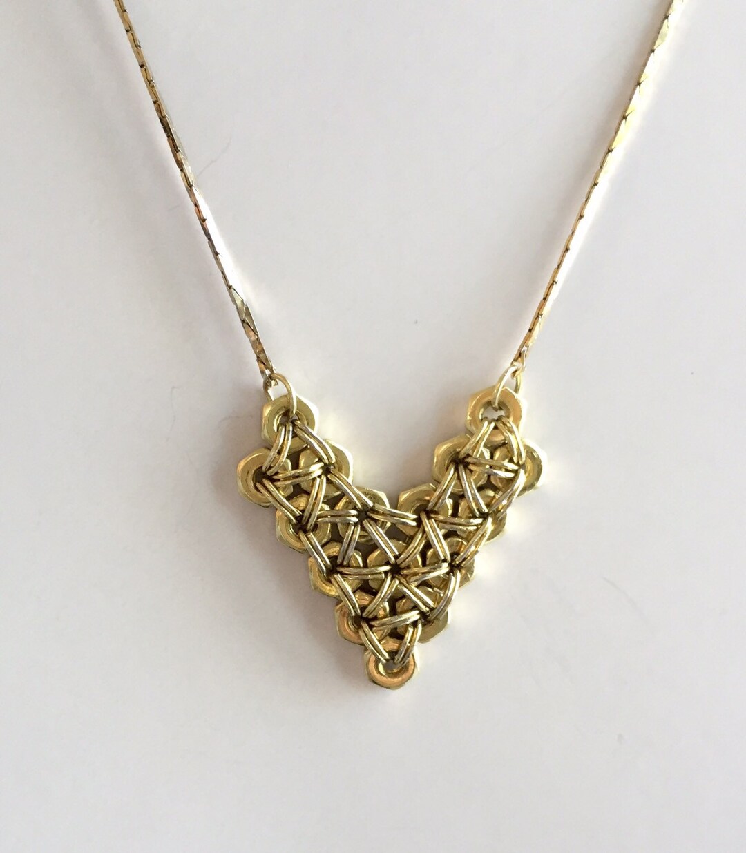 Rocker Chic Hex Nut heart of Gold Necklace Etsy