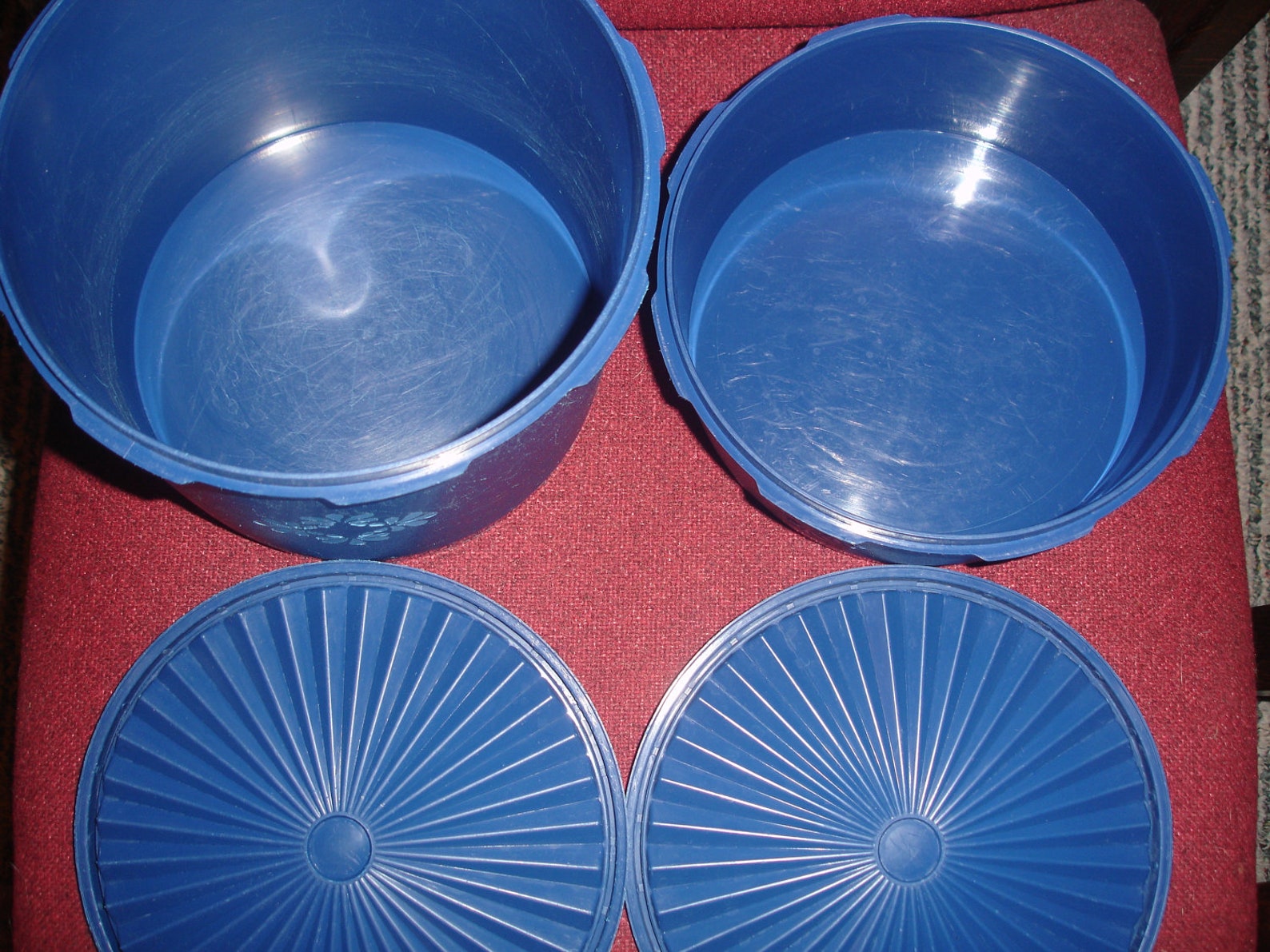 Tupperware Servalier Canister set of 2 Dark Blue Stackables Etsy