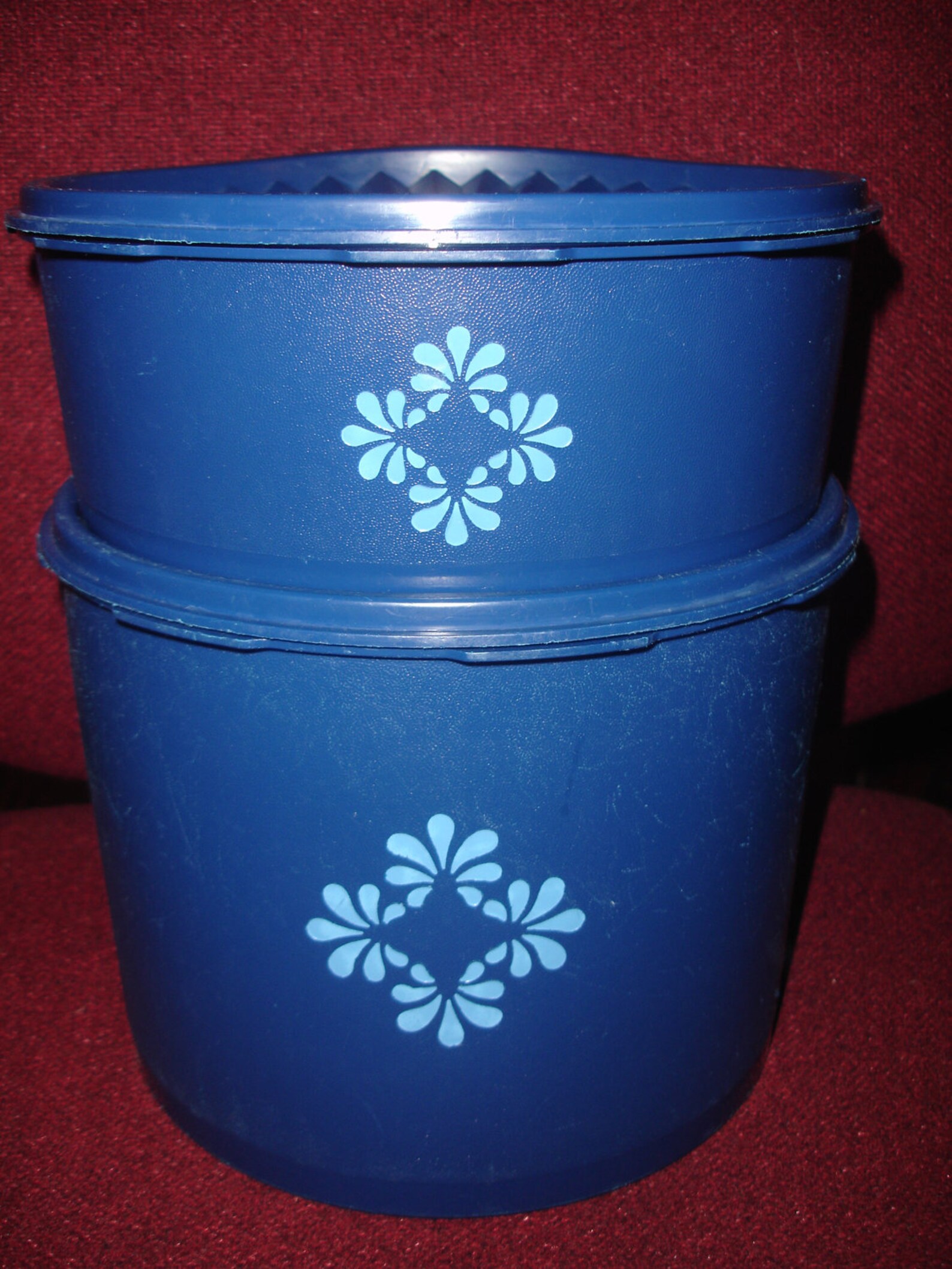Tupperware Servalier Canister set of 2 Dark Blue Stackables Etsy