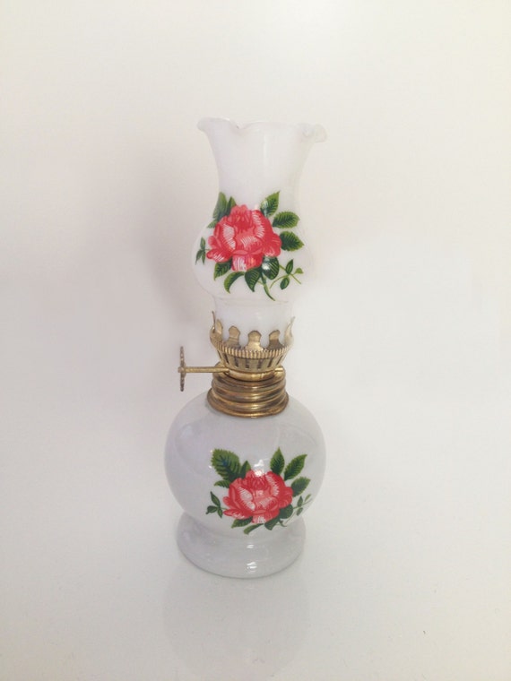 Items similar to Vintage Miniature Rose Oil Lamp on Etsy