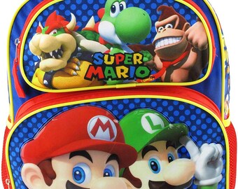 Super Mario School Backpack Book Bag Yoshi Luigi Kong Browser All Character Toy