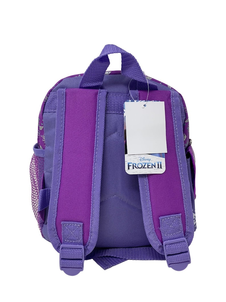 May include: Purple Frozen II backpack with adjustable straps and a mesh side pocket. The backpack has a white tag with the text "Disney Frozen II".