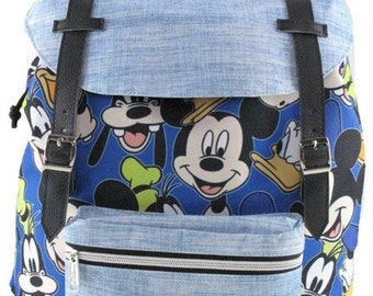 Personalized Disney Mickey Mouse Allover Pattern Preppy Vintage Style 16" School Backpack