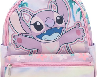Mochila rosa premium personalizada de Disney Lilo y Stitch Angel de 13"