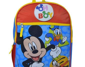 Personalized 16" Disney Mickey Mouse Back Pack School Bag Travel Bag