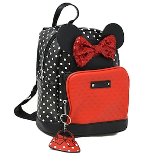 Personalized 10&quot; Disney Minnie Mouse Deluxe Faux Leather Backpack School Bag Travel Pack
