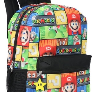 Sac à dos personnalisé Super Mario Luigi Toad Yoshi de 16 po., sac d'école, sac de voyage