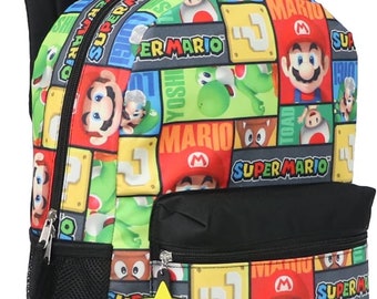 Personalized 16&quot; Super Mario Luigi Toad Yoshi Backpack School Bag Travel Pack