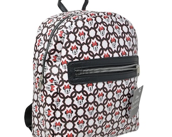 Personalized 10" Deluxe Faux Leather Disney Minnie Mouse All Over Print Mini Backpack School Bag Travel Pack
