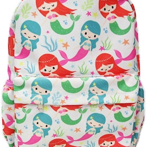 Accesorios Arkadia personalizados - Mochila de lujo con estampado integral de sirena de 16 pulgadas y compartimento para computadora portátil imagen 1