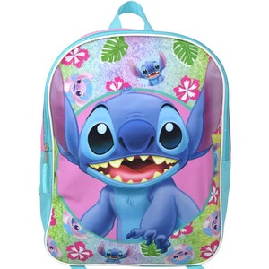 Sac à dos personnalisé Disney Lilo and Stitch Angel de 15 po. bleu clair, sac d'école, sac de voyage