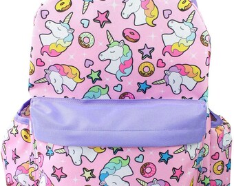 Personalized Unicorn Large School Backpack Pink All Over Prints