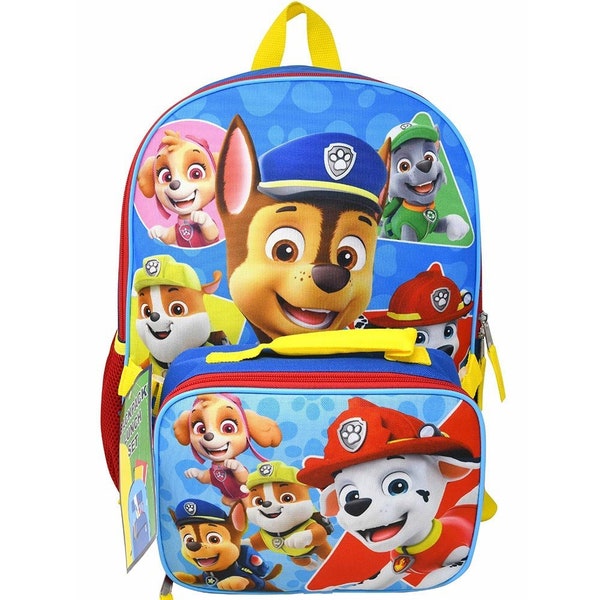 Personalisierter 16 "Paw Patrol Chase Marshall Rubble Skye Rocky Rucksack mit Lunch Bag Combo