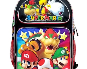 Personalisierter 16 "Super Mario Bros Mario Luigi Bowser Boo Koopa Großer Rucksack
