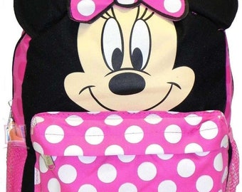 Personalized Disney Minnie Mouse 3D Face Small 12in Backpack